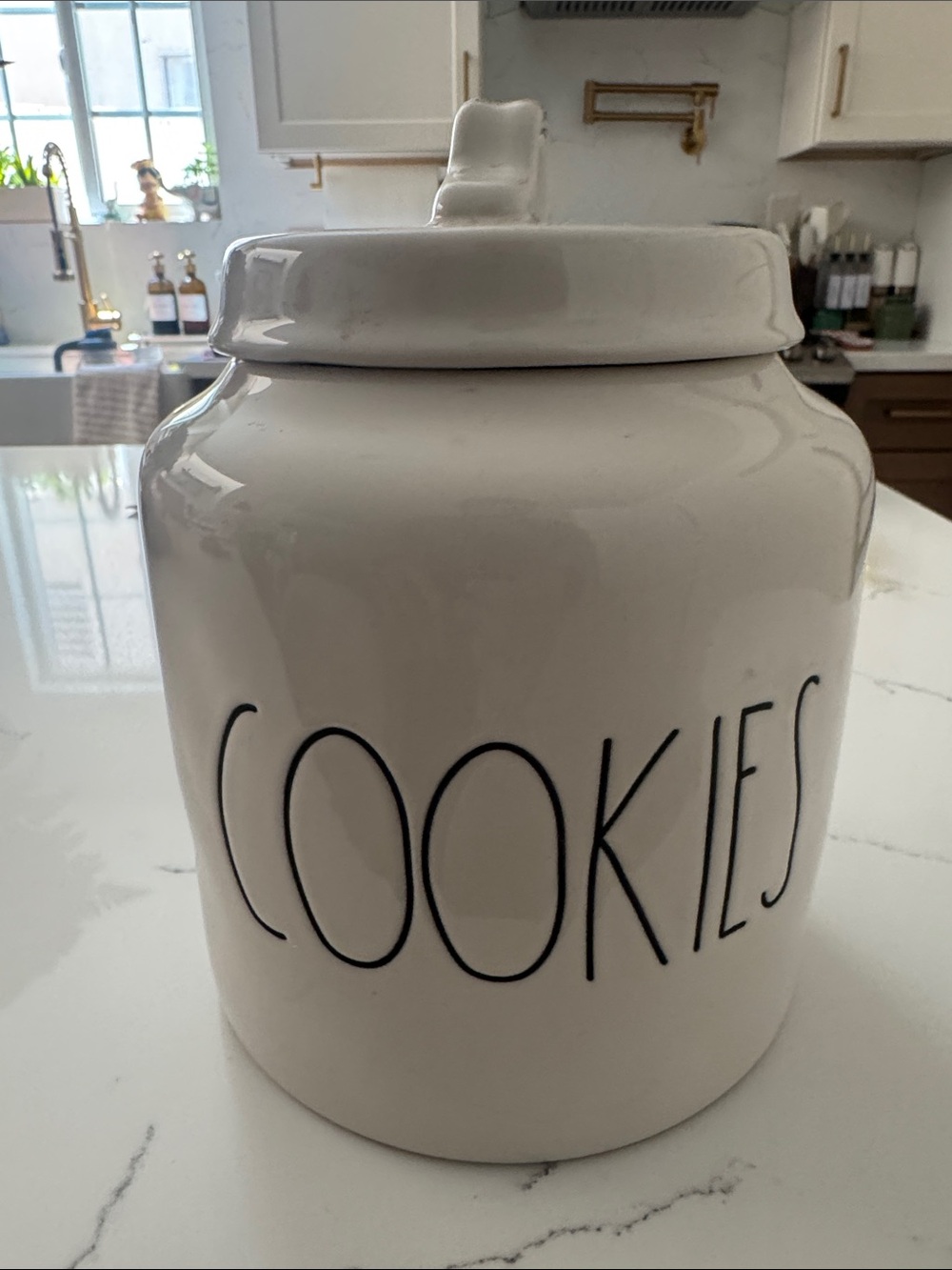 Rae Dunn White Ceramic Cookie Jar with Lid - Classic Kitchen Storage